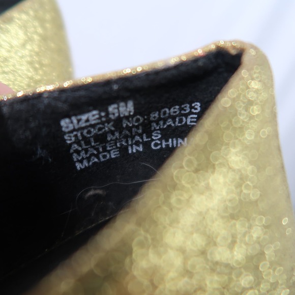 Vintage 90s Hush Puppies gold glitter mary-jane strap heeled shoes 5 - Picture 9 of 9